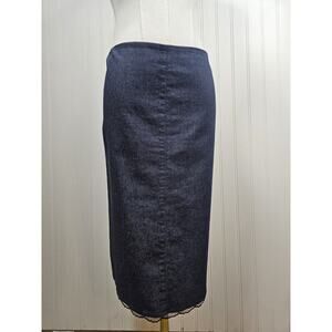 Anna Molinari Pencil Skirt Black‎ Lace Trim Women's Size 42/6-8 Made in Italy